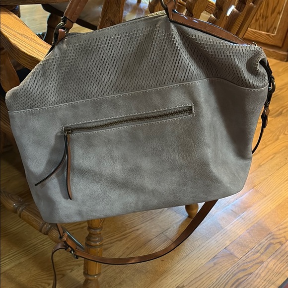 Antik Kraft Gray and Brown Studded Shoulder Bag - Picture 4 of 7